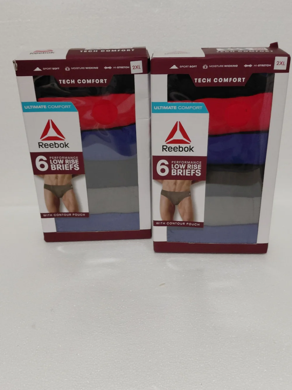 Reebok Men’s Tech Comfort 6-Pack Low Rise Briefs – Red, Blue, Gray